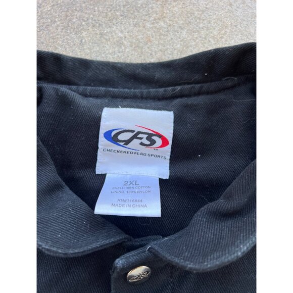 Vintage Nascar Racing Checkered Flag Sports Jacket 2XL Black D4 - Picture 3 of 6